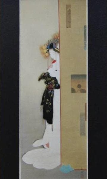 島 成園、春宵、希少な画集より、版上サイン入り、新品高級額装付、状態良好