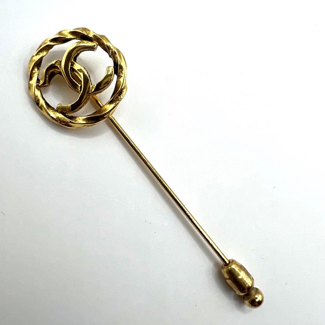 【極美品】シャネル ピンブローチ ココマーク ゴールド サークル