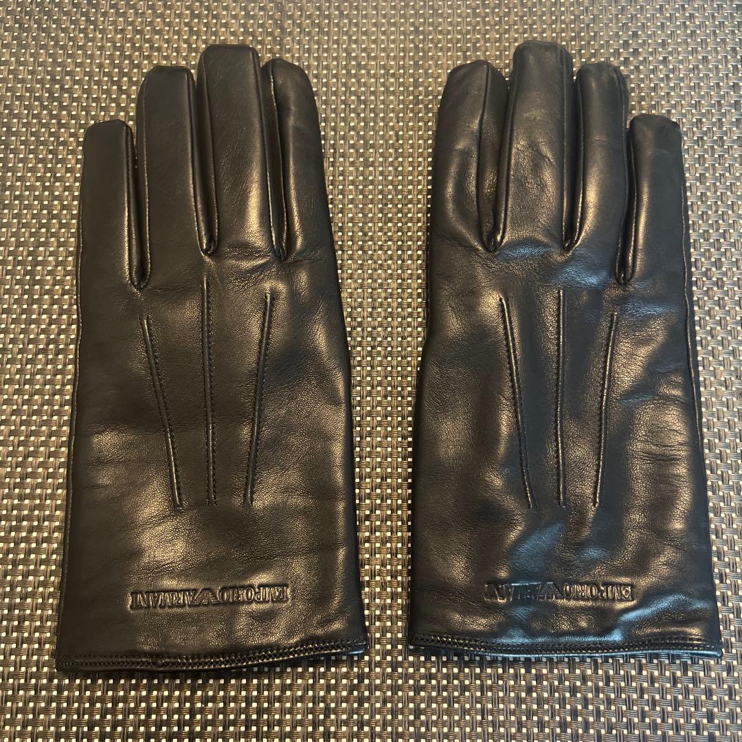 新品　エンポリオアルマーニ ブラック レザー　羊革　手袋