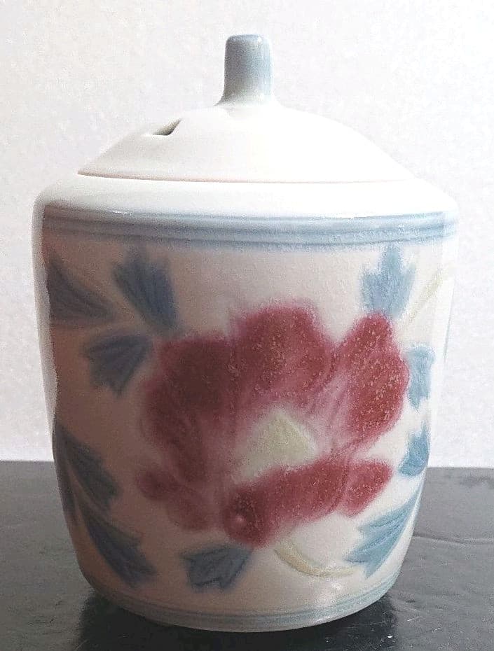 森洋作品 彩瓷牡丹紋香炉