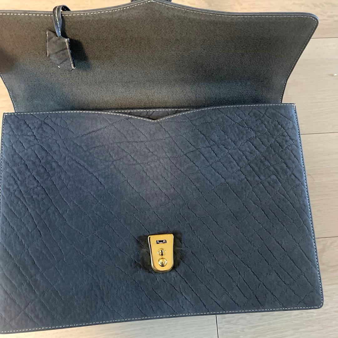 はなみ品✨️エレファントレザー エキゾチックレザー ビジネスバッグ グレー
