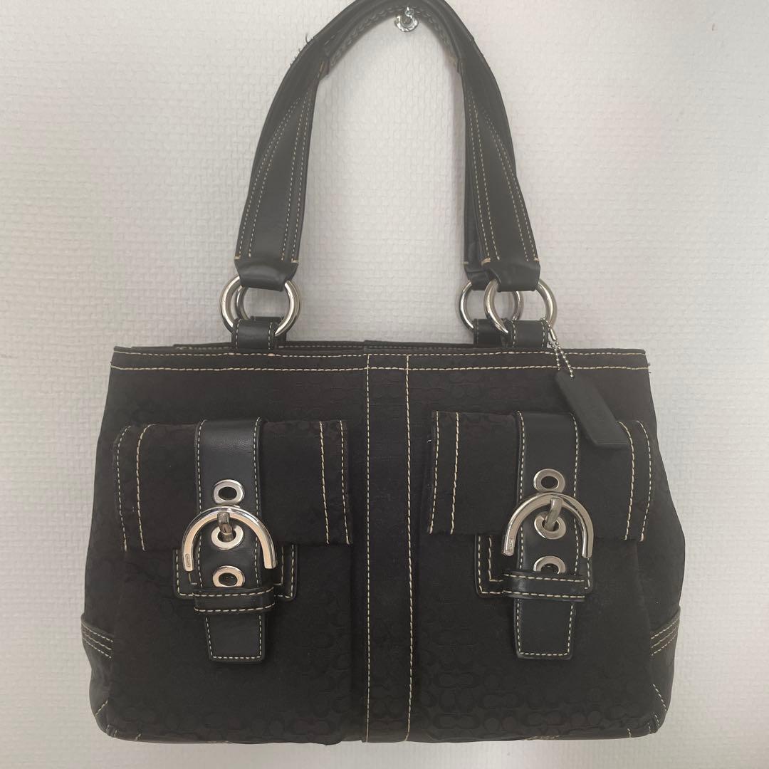 COACH コーチ シグネチャー ハンドバッグ 黒 ブラック