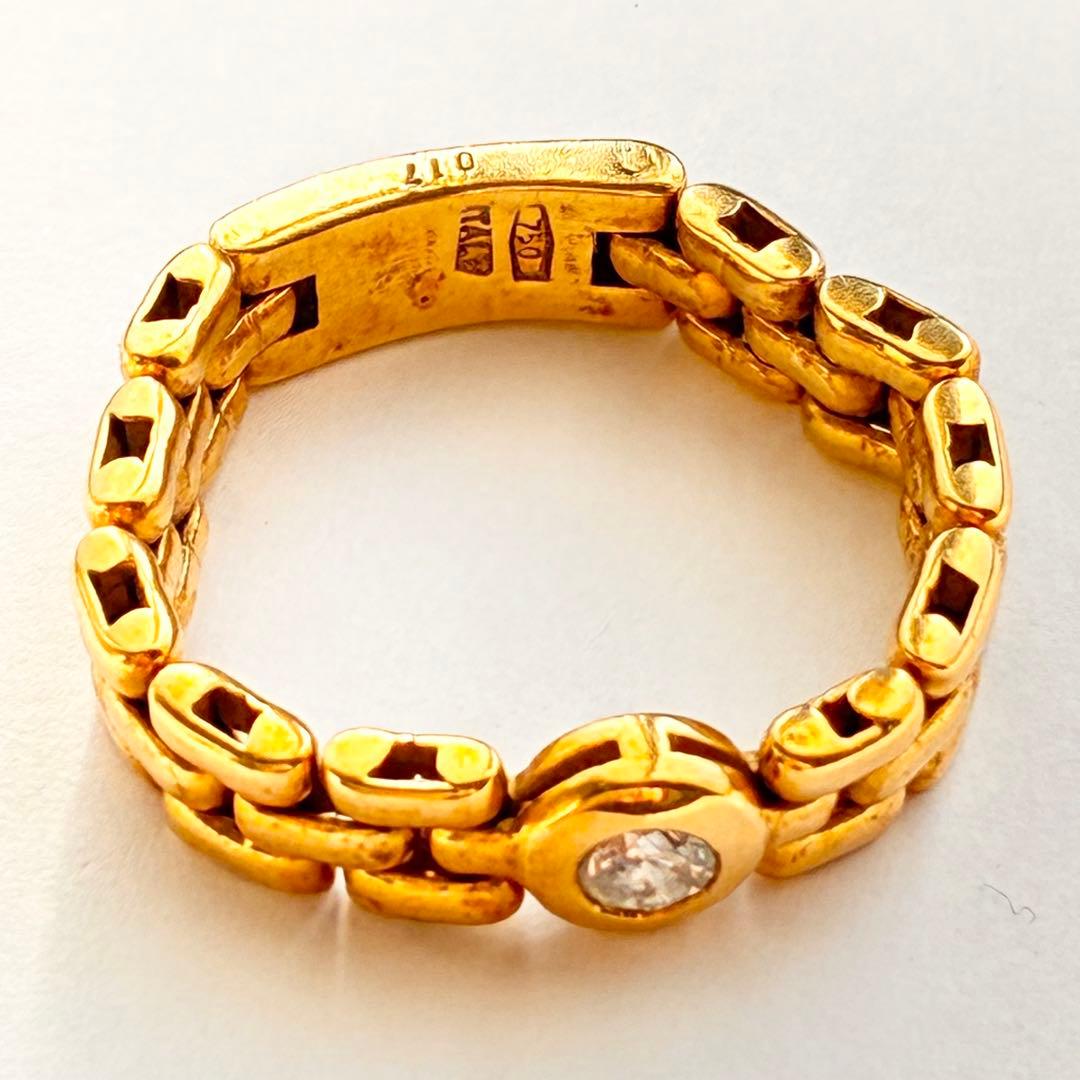 【金相場高騰中】スタージュエリー 0.17ctダイヤ付 Ｋ18チェーンリング６g