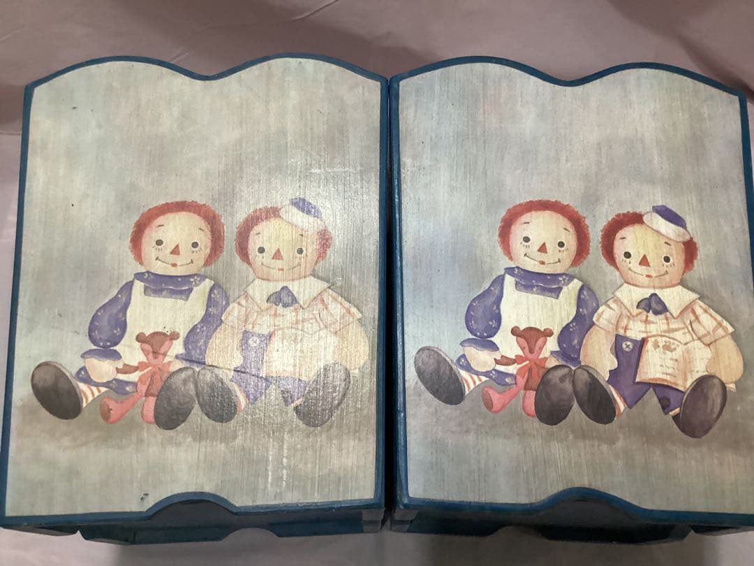 ラガディ・アンとアンディ　トールペイント木製人形デザイン収納ボックス　カントリー