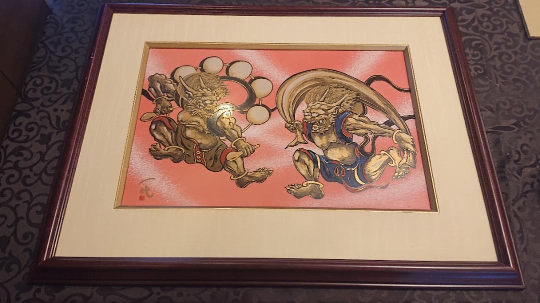 【随心堂】　風神雷神図　美術品　有田焼