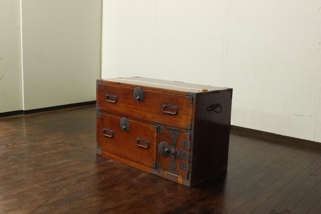 欅材！庄内箪笥・4杯！ 時代箪笥和家具古道具古家具古民藝和モダンローボード古布