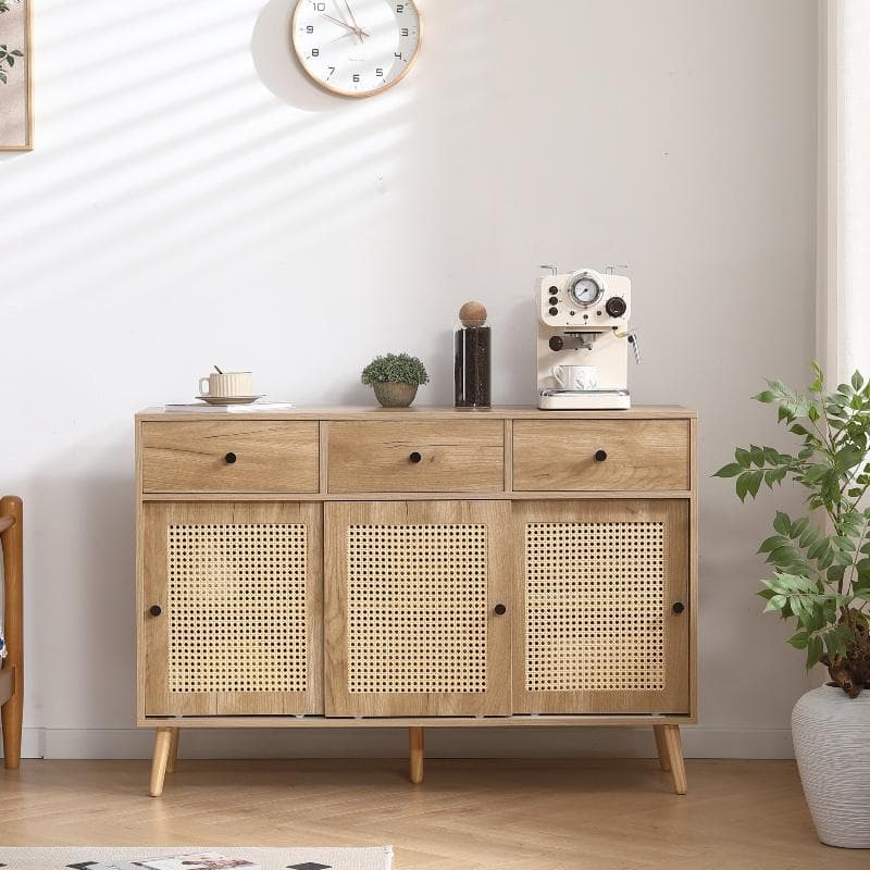 キャビネット サイドボード チェスト ラタン風 引き出し付　NATURAL