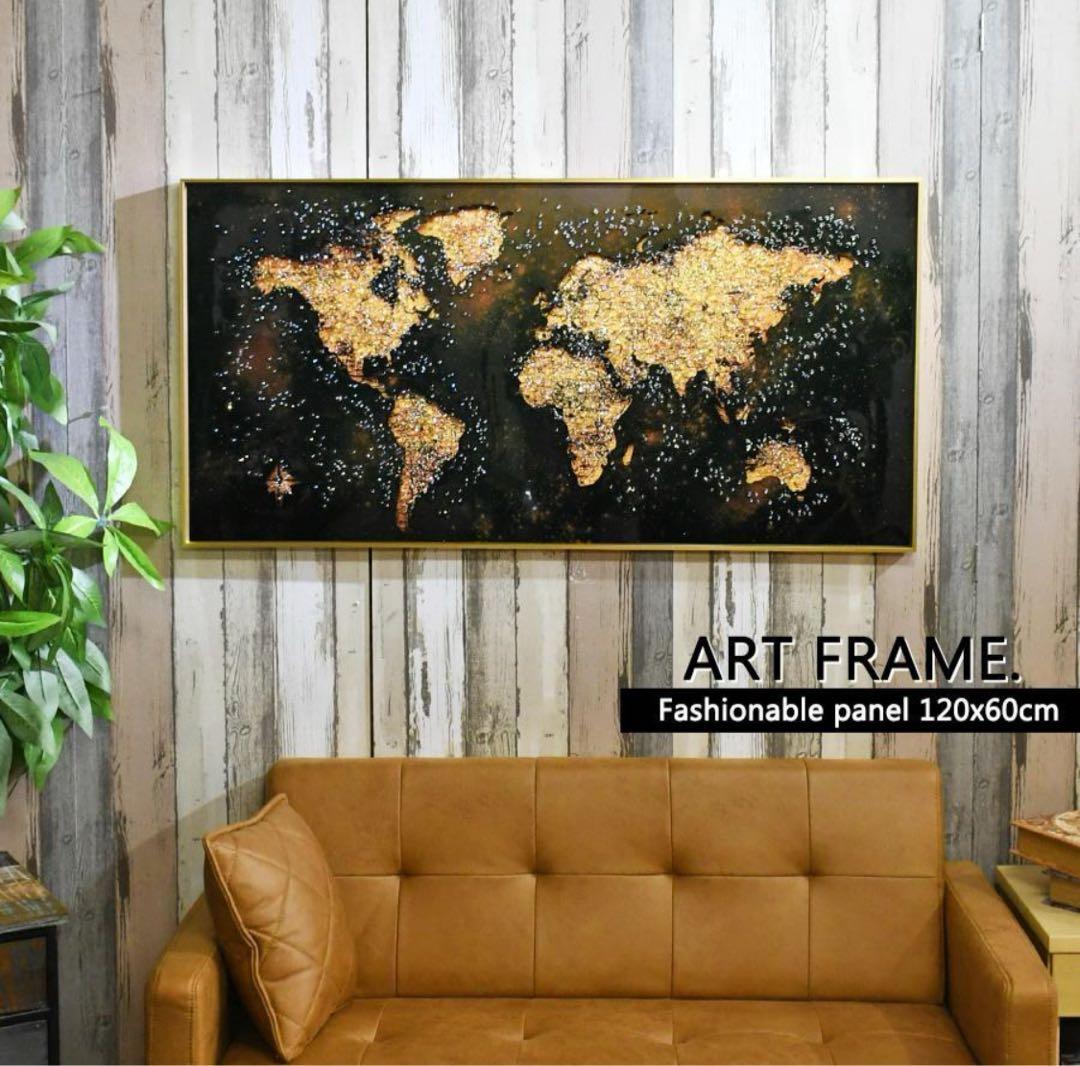 水晶絵　世界地図　アートパネル　クリスタル　立体　絵画　アート　パネル　壁画