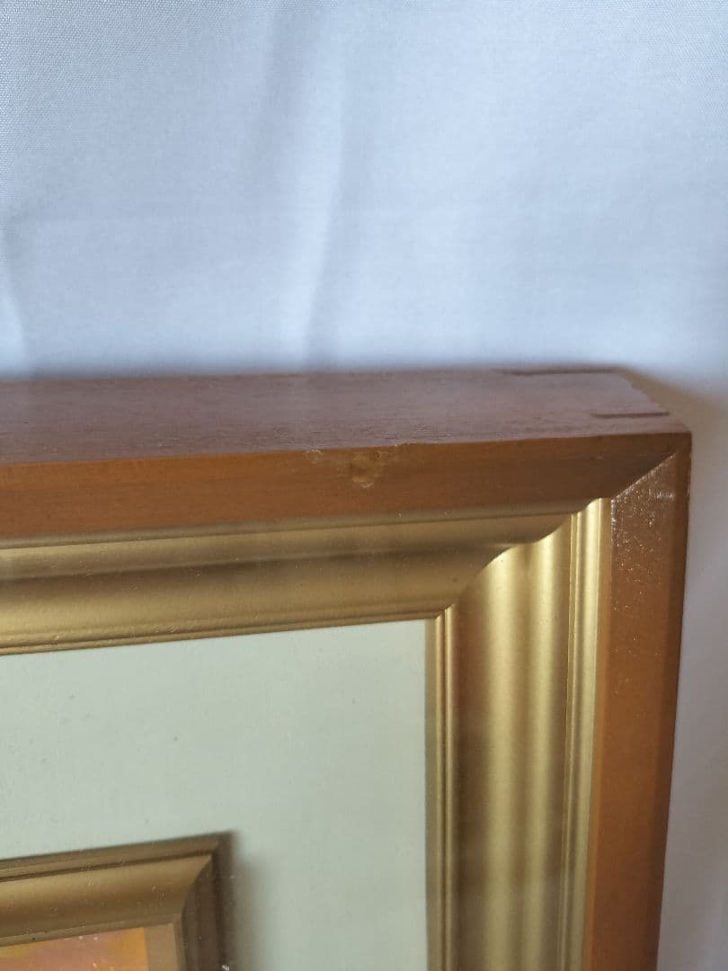 佐藤元彦　赤い山　日本画　風景画　額装