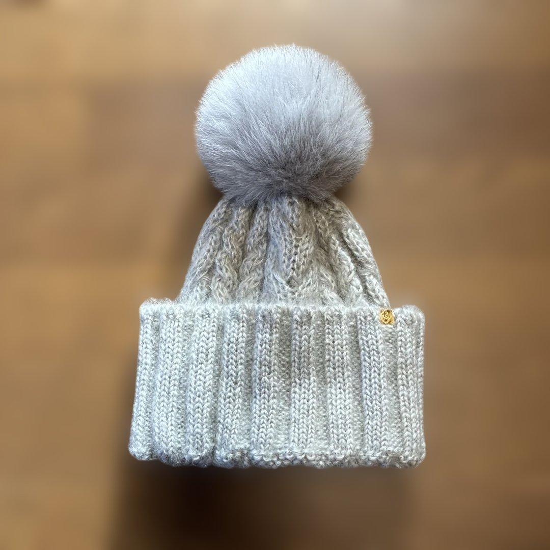 CA4LAフォックスファーポンポン付きニット帽