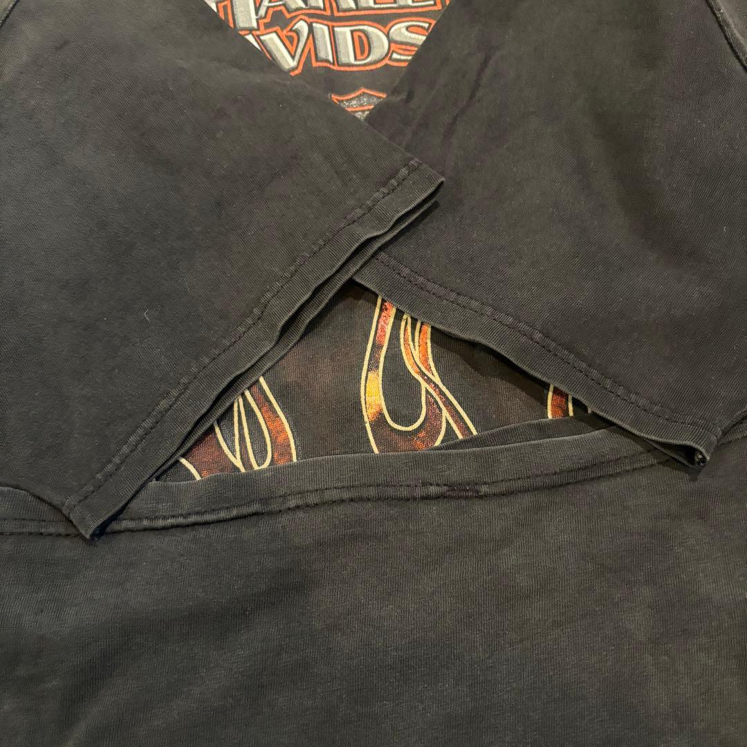 Harley Davidson red fire flamered Tシャツ