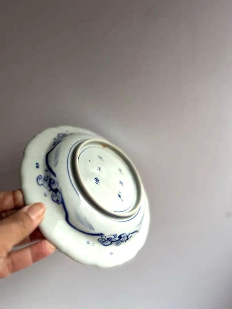 【ゆゆな様リクエスト】362 骨董 アンティーク 染付け 菊花皿 4点おまとめ