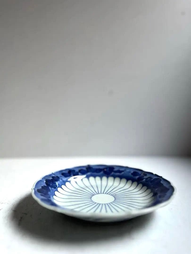 【ゆゆな様リクエスト】362 骨董 アンティーク 染付け 菊花皿 4点おまとめ