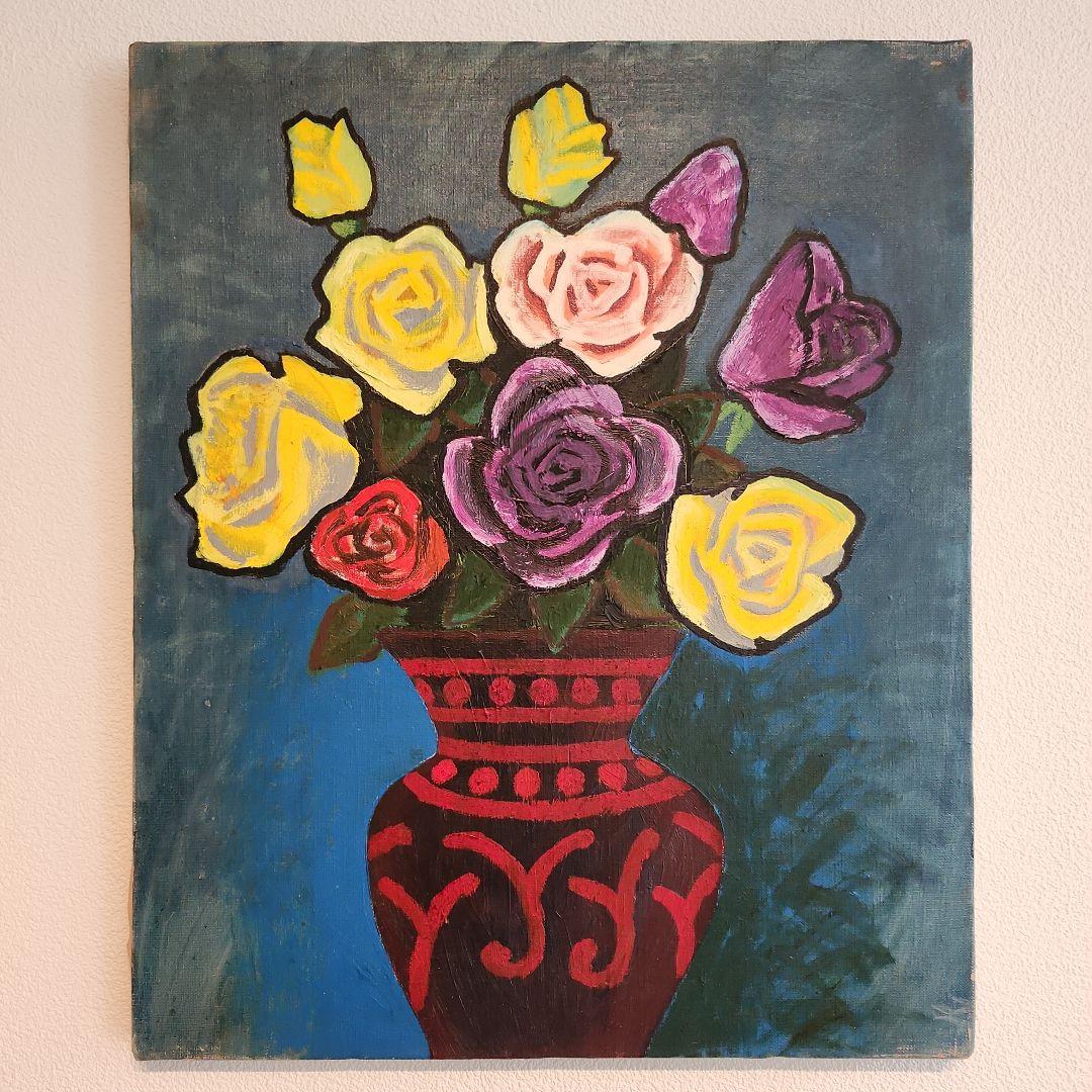 田渕眞兒　油絵　油彩　薔薇シリーズ　花　No.3-2