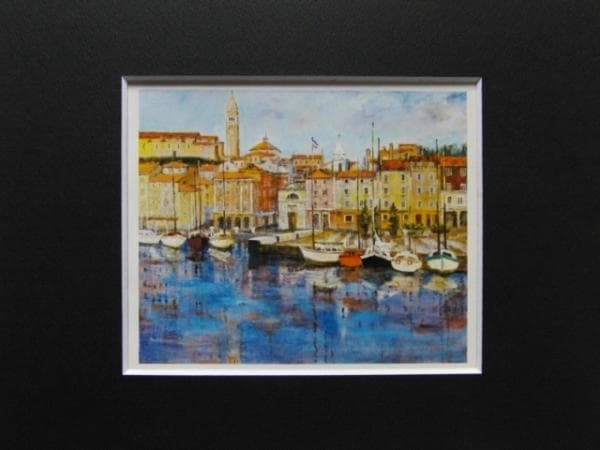 山本亜稀、ピランの港、希少な額装用画集より、新品額装付