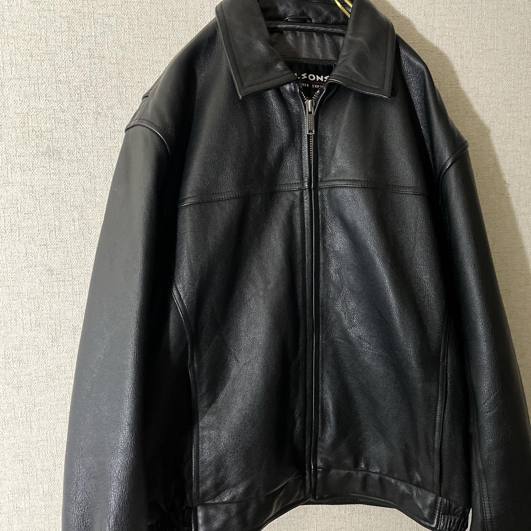 レザージャケット 本革 シングルライダース ブルゾン ブラック