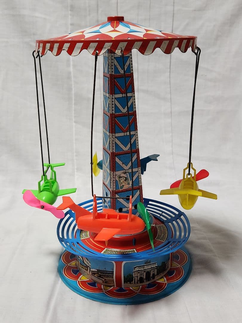 レトロ ブリキ玩具 日本製 メリーゴーランド ネジ式 ATC アサヒ玩具 動作品