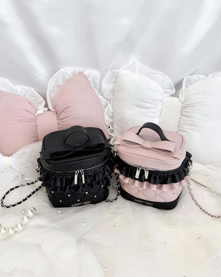 ミシェルマカロン　ハニーミュウ　ビッグリボンバニティショルダー　ブラック