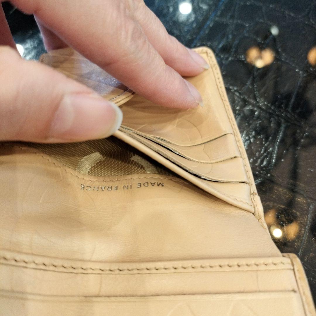 CHANEL カンボンライン がま口 コンパクトウォレット ベージュ