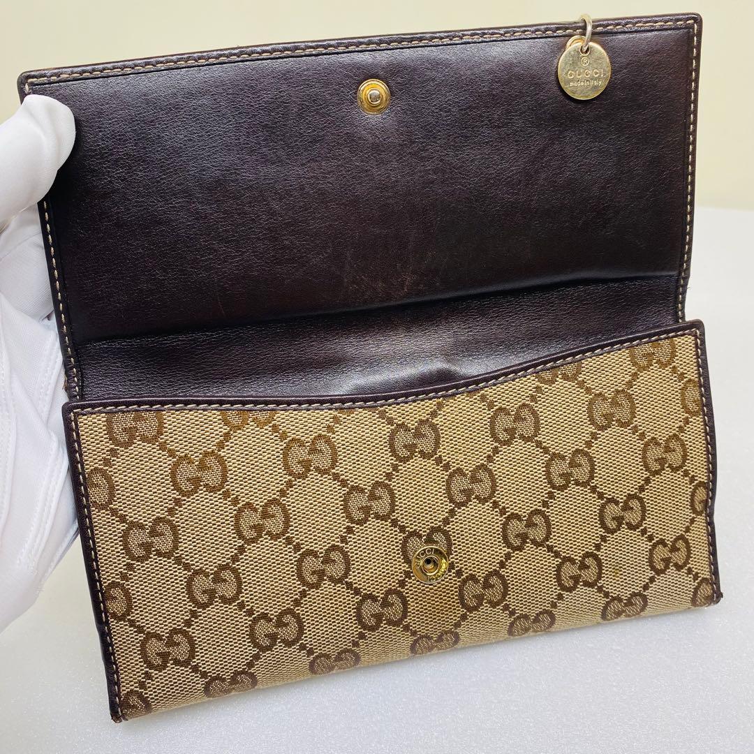 【希少】GUCCI GGキャンバス　グッチョリ　チワワ　Wホック　長財布