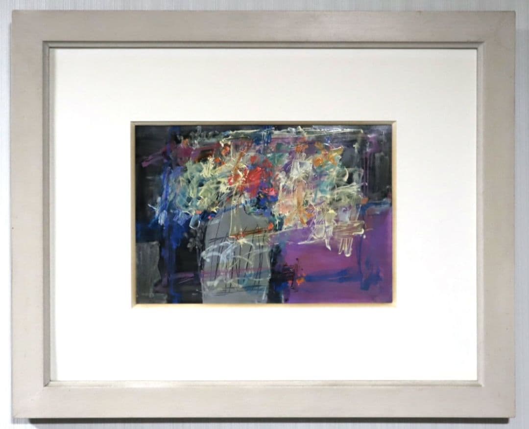 増島豊治　花(小)　額付　アクリルガッシュ　絵画　 原画　匿名配送