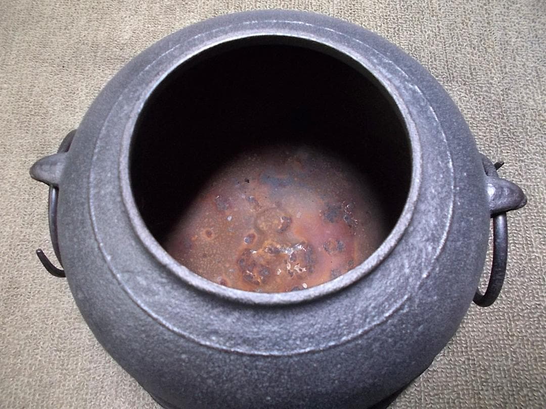 茶道具 野々田電熱器置炉セット 八百年の伝統釜師:菊池政光茶釜 茶釜 釜環 底瓦