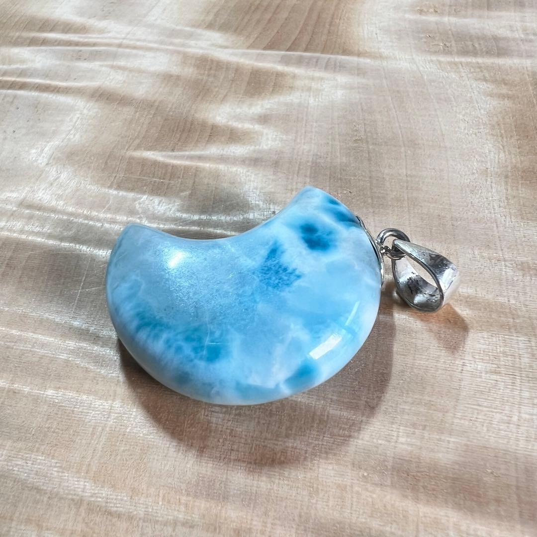 高品質　ラリマー　お月型ペンダント　ネックレス　2-8