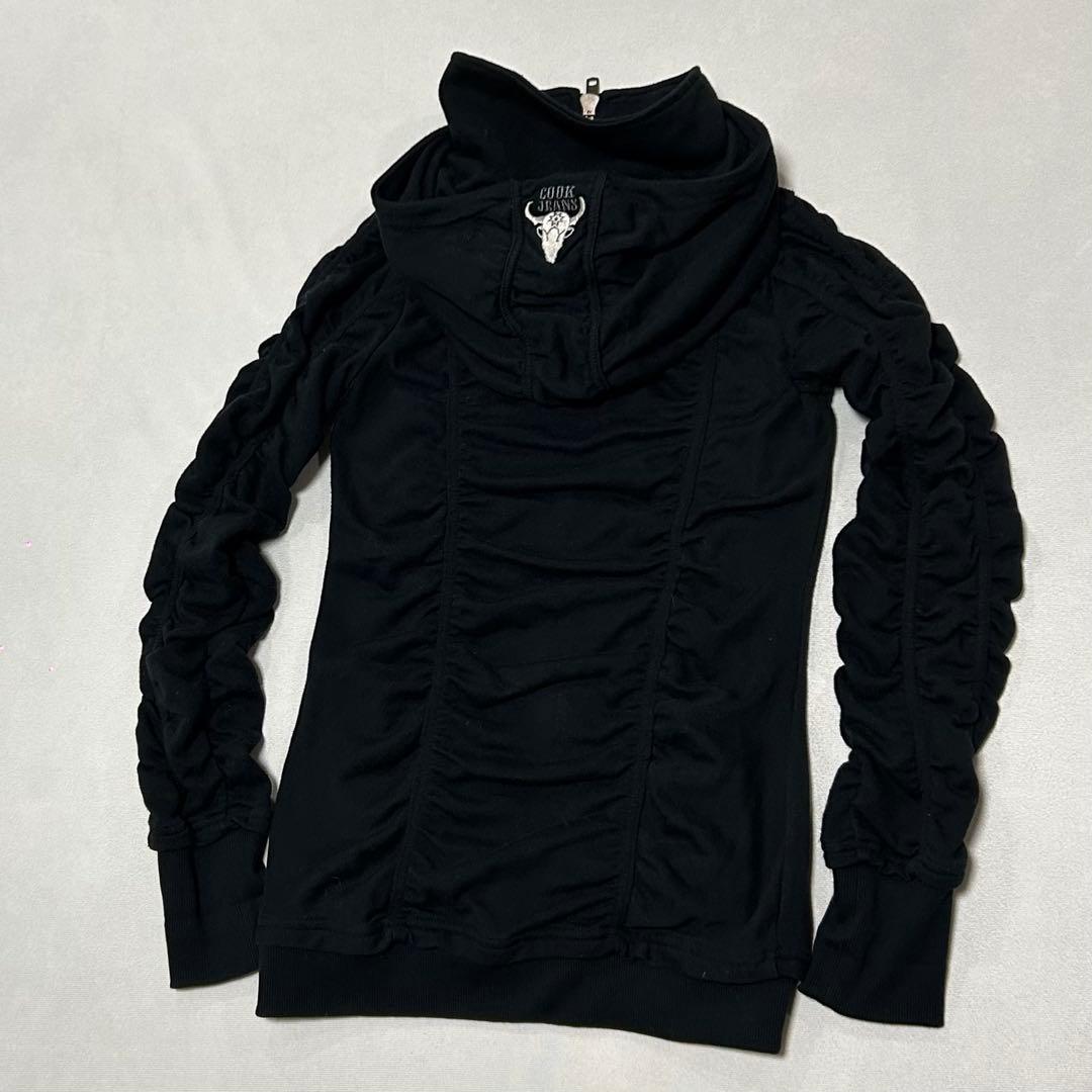 00s CookJeans 立体皺加工 シャーリング ジップパーカー お兄系
