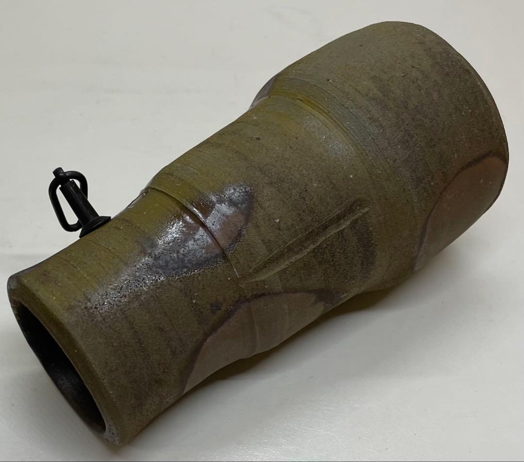 人間国宝　藤原雄　備前掛花入　共箱(四方桟盛蓋）　　　　　　　　 　　　f311