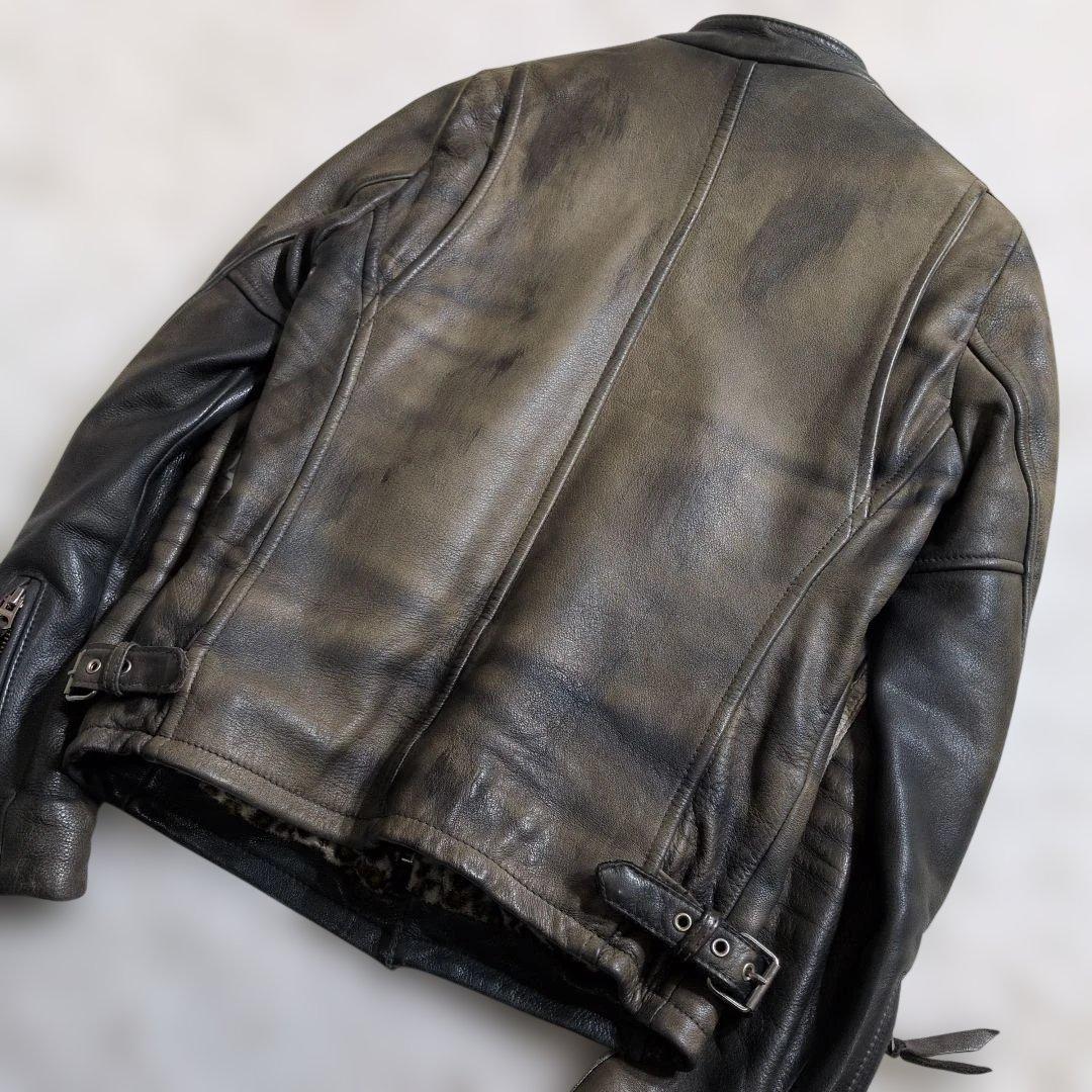 ショットクラシックレーサーレオパードヒョウ柄 XS ヴィンテージ加工　ライン