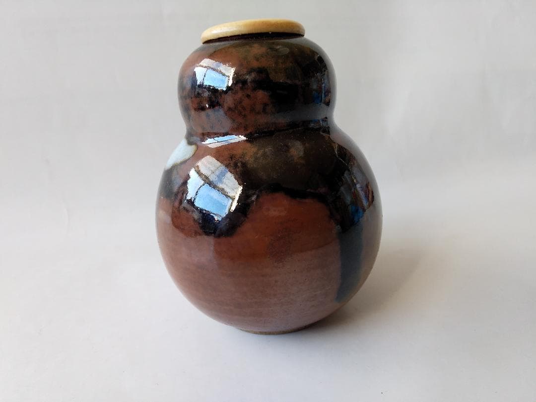 裏千家 淡々斎宗室 御書付『膳所焼 瓢茶入』淡海ぜぜ 陽炎園 岩崎健三 美品