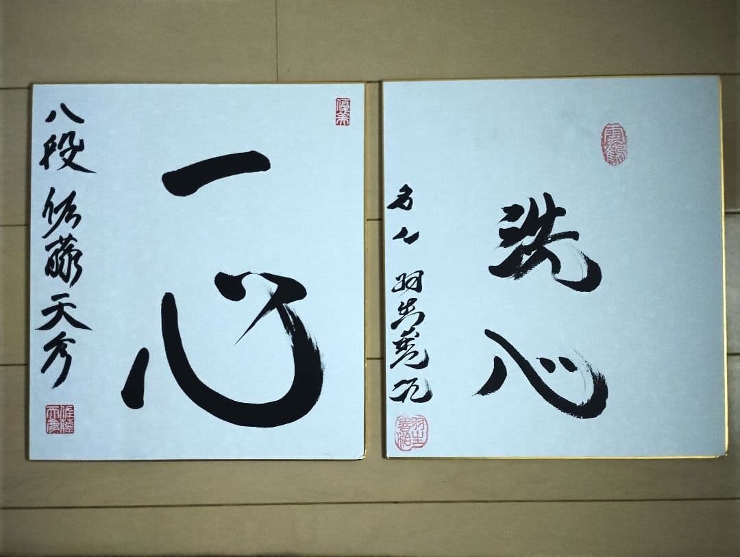 羽生善治　佐藤天彦　直筆サイン色紙