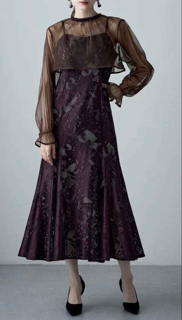 etoll. 【Mサイズ】ダークブラウン オケージョンドレス 結婚式 お呼ばれ