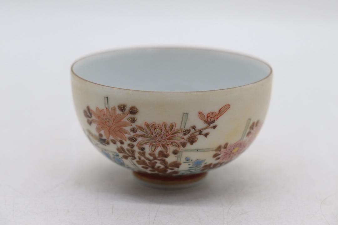 時代　九谷長寿　煎茶器　菊紋　共箱　送料込み251130