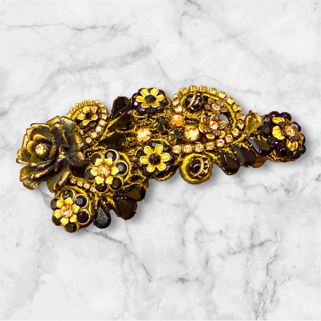 ミハエルネグリン　レースバレッタ　黒バラ髪飾り Michal Negrin