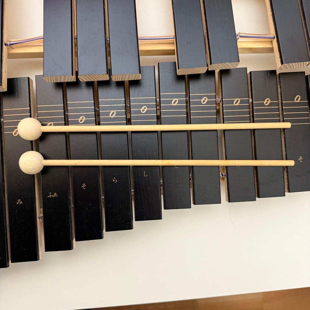 木琴 ゼンオン 紐交換済み 全音楽譜出版社 30音 半音 赤いキャリーバッグ付き