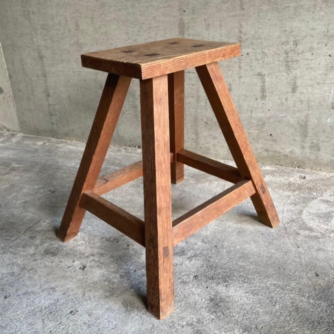 古いスツール チェア 椅子 踏み台 ステップ台 作業椅子 花台 木製 レトロ