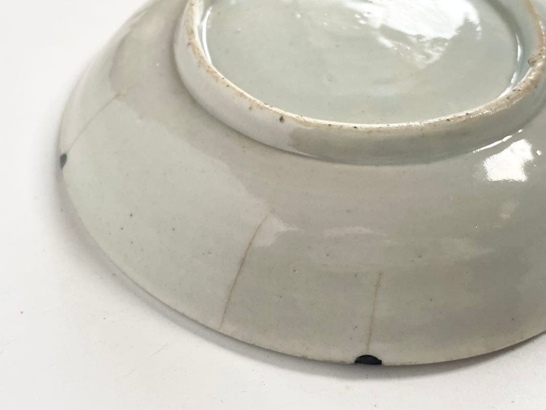 骨董　アンティーク　初期伊万里　蛇籠文様　丸皿　平皿　初期　染付　箱付き