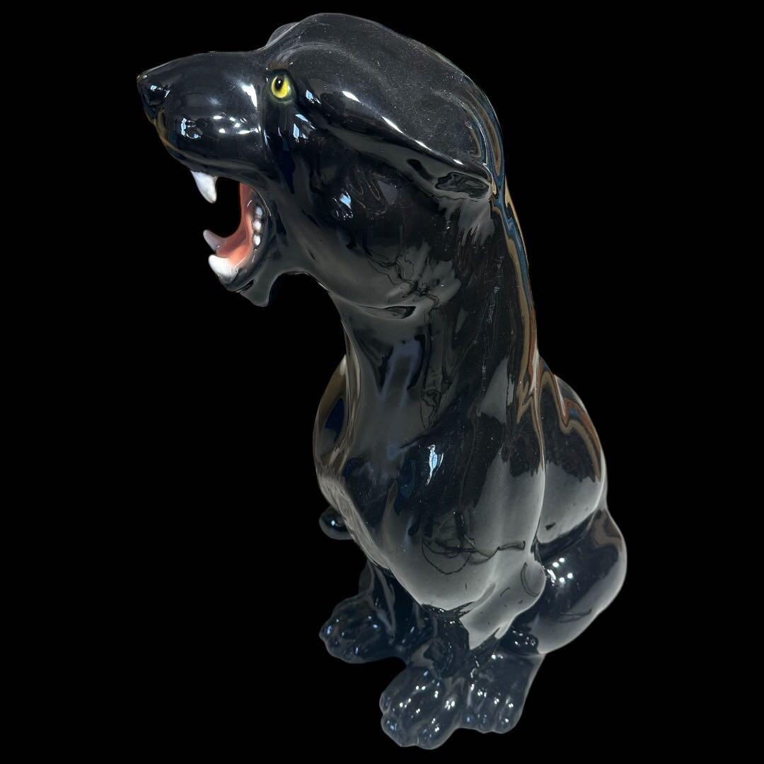 ヴィンテージ イタリア製 黒豹 縁起物 特大 セラミック オブジェ 定価数十万