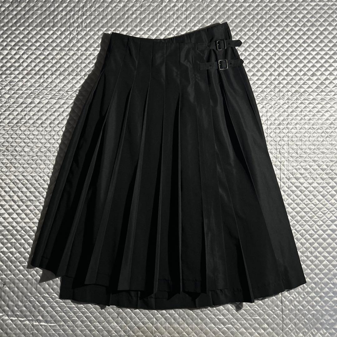 AD2000 archive キルトプリーツスカート 黒 ラップ ポリエステル