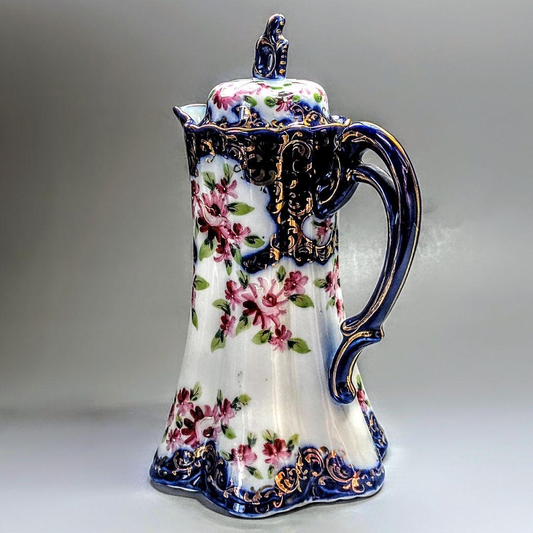 オールドニッポン 明治期 日本陶磁の優美　ティ―ポット　金彩 コバルト 花文