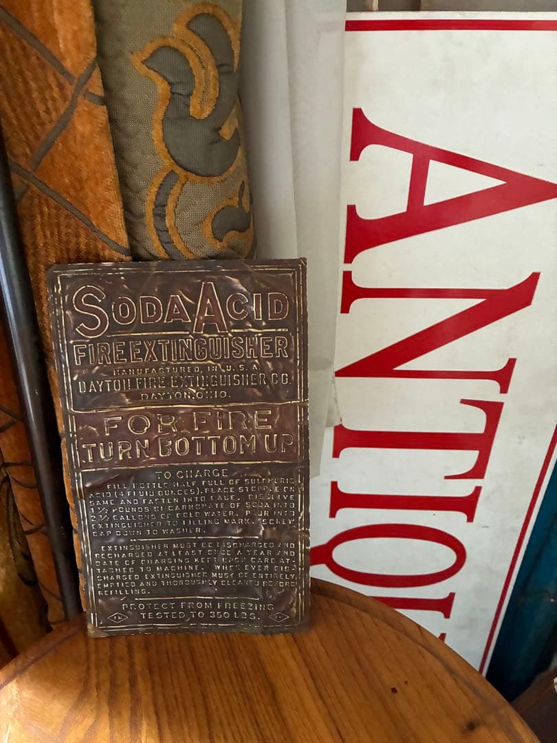 アンティーク　銅製　真鍮　サイン　プレート　看板　消化器　FIREレア　アメリカ