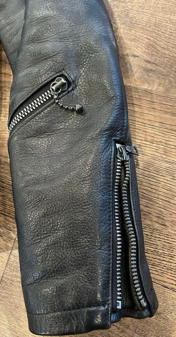 【週末限定★値引き】ライダースジャケット　ブラック　ロンジャン　XS