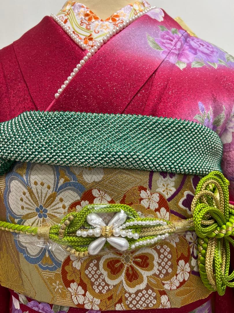 振り袖　フルセット　別誂長襦袢付　成人式　刺繍入り　銀通し　重ね襟付　659