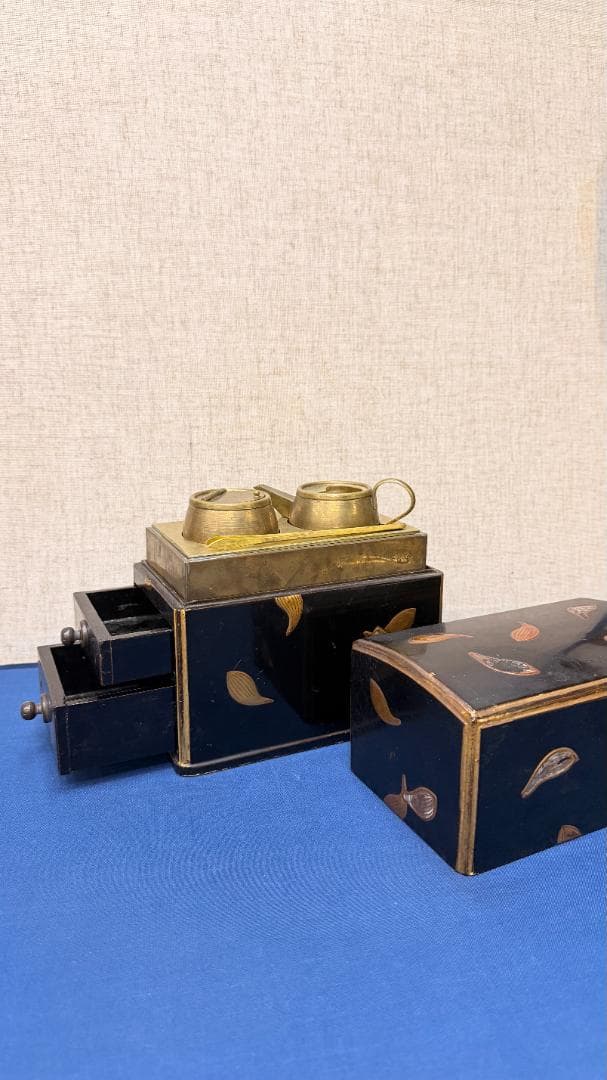 【一式揃】時代茶道具 銅製湯沸・建水／蒔絵木箱付｜実用可｜茶道具 古美術