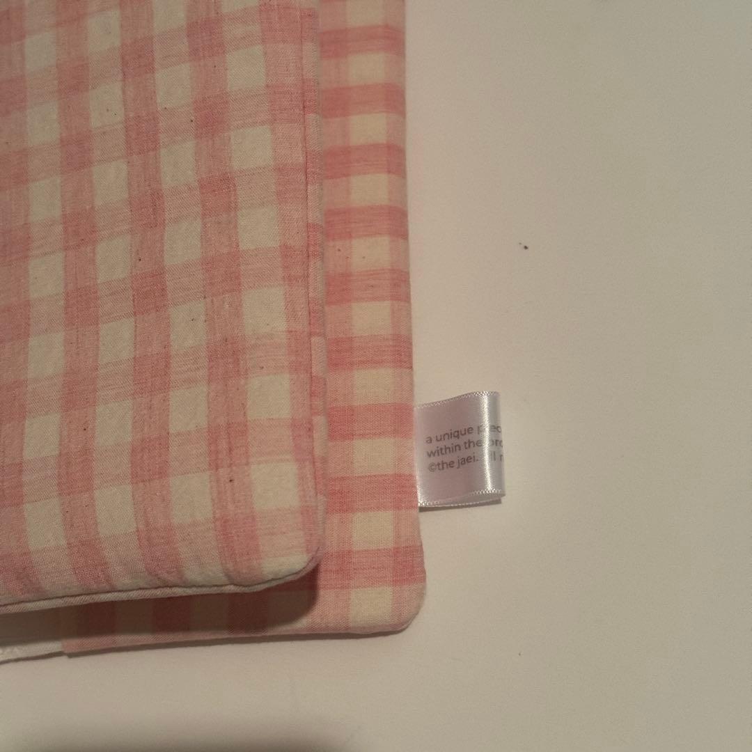 バインダーカバー　ピンクチェック　A6 韓国　貯金