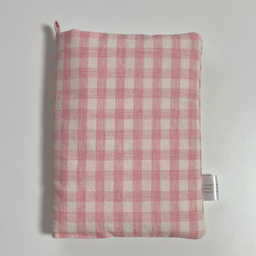 バインダーカバー　ピンクチェック　A6 韓国　貯金