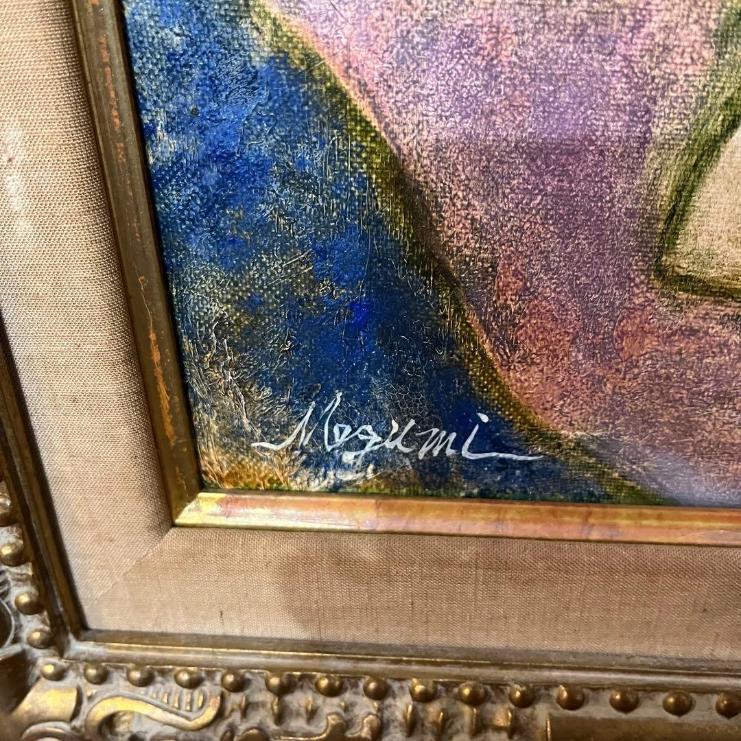 【アンティーク】額装 額縁 小林恵 F4号 静物画 果物と花 油絵 油彩画 絵画