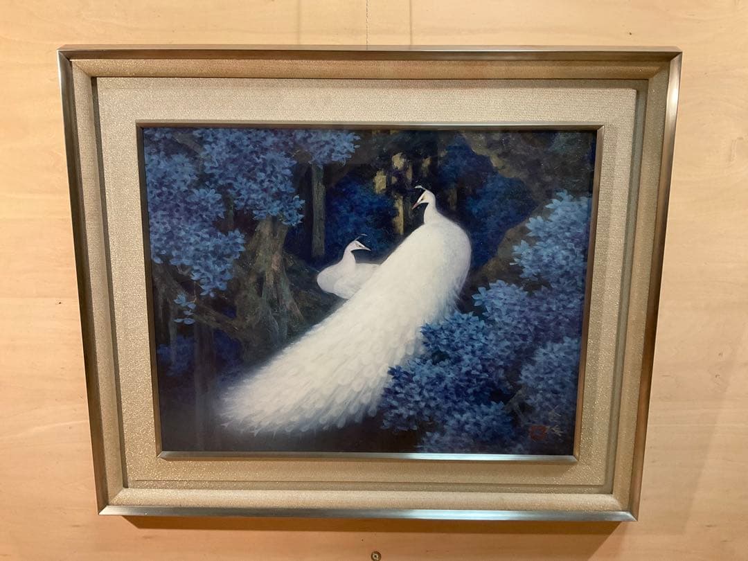 岸田蒼坪　「菩提樹の陰」　日本画１０号　直筆サイン・落款・共シール有り