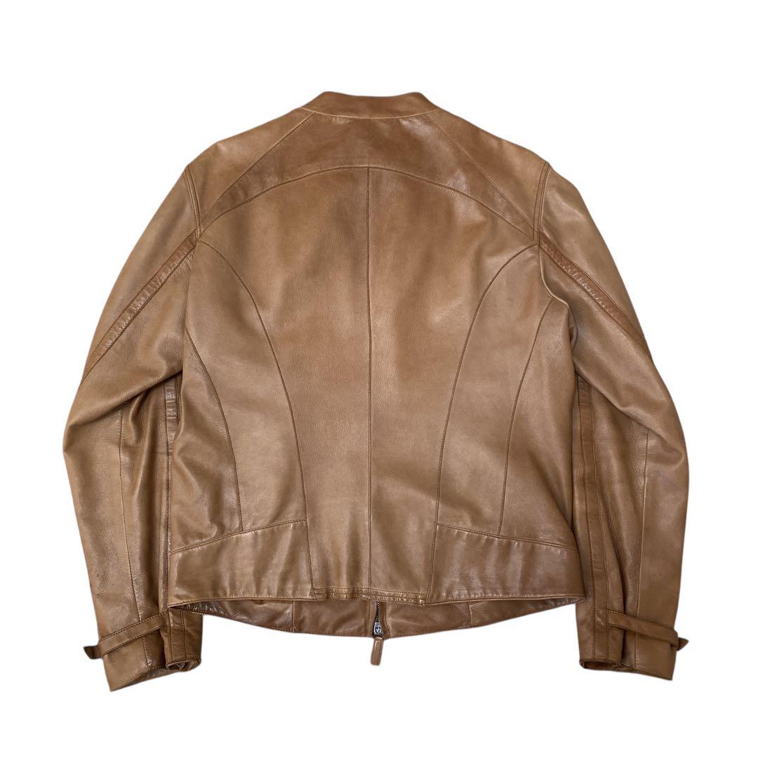 EMPORIO ARMANI ラムレザー　シングルライダースジャケット　XL